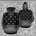 FUNSTUFFPRINT Black Bandana 3D Hoodie and Zip Hoodie