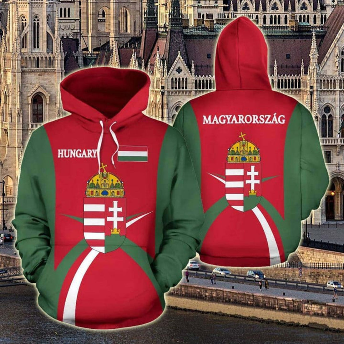 FUNSTUFFPRINT Hungary Coat Of Arms Sports Style 3D Hoodie and Zip Hoodie