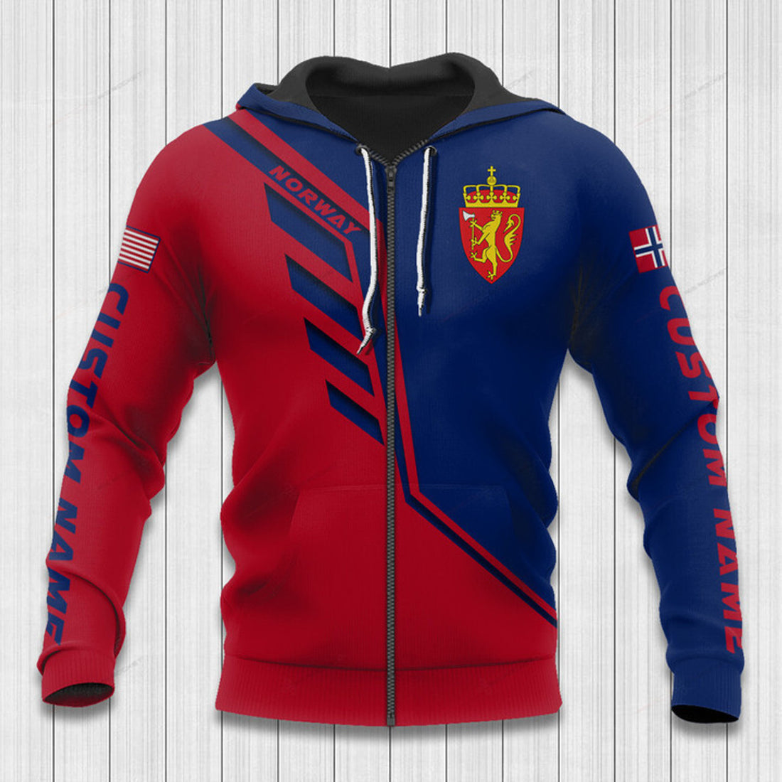 FUNSTUFFPRINT Custom Name Norway Hoodie Norway Flag Wing 3D Hoodie and Zip Hoodie