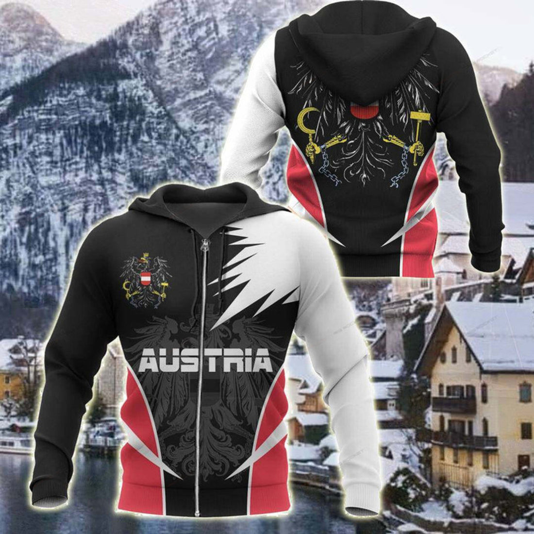 FUNSTUFFPRINT Austria Active Special Unisex Adult 3D Hoodie and Zip Hoodie