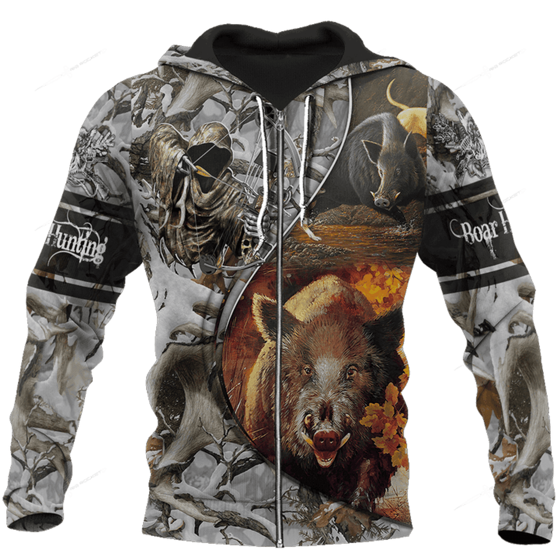 FUNSTUFFPRINT Boar hunting camo 3D for men and women 3D Hoodie and Zip Hoodie