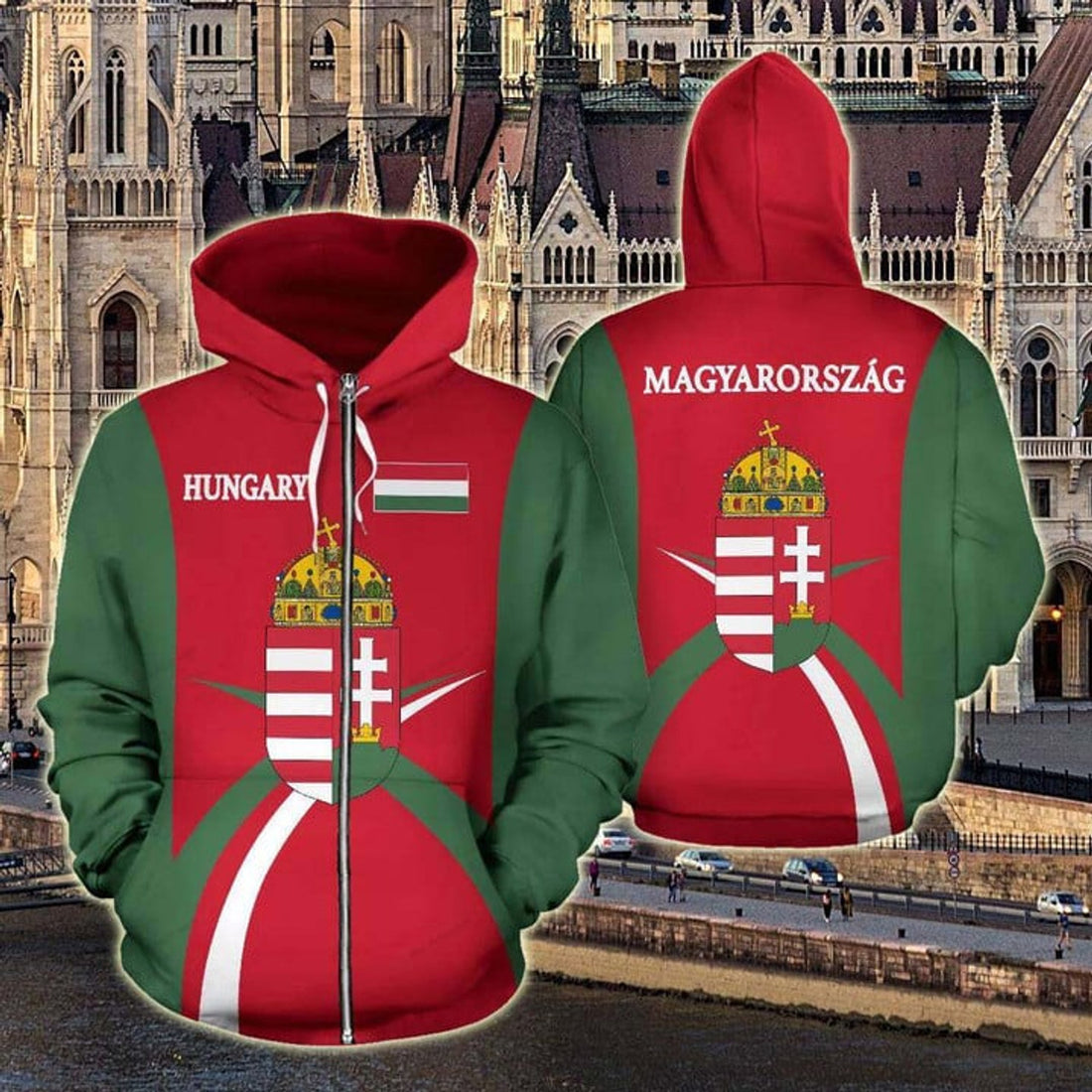 FUNSTUFFPRINT Hungary Coat Of Arms Sports Style 3D Hoodie and Zip Hoodie