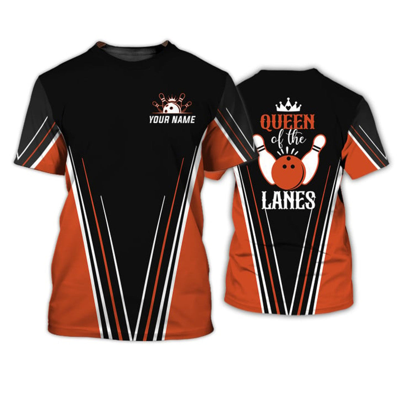 FUNSTUFFPRINT Personalized Name Bowling 3D All Over PrinT-Shirt, Bowling Shirt For Women, Queen of Land Bowling Shirt 3D T-shirt