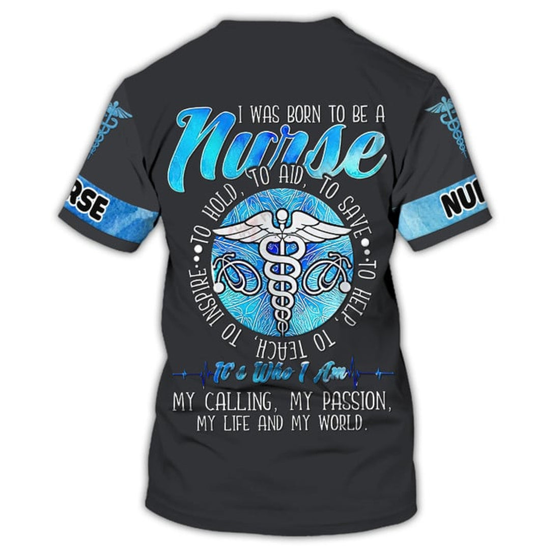 FUNSTUFFPRINT Personalized Name Black Nurse Shirt for Women, I Was Born To Be A Nurse Shirt 3D T-shirt