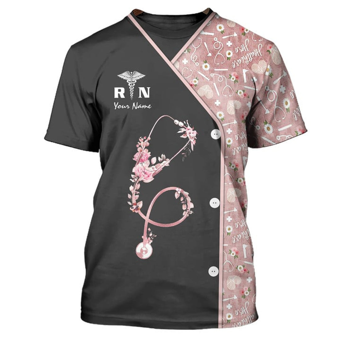 FUNSTUFFPRINT Love Nurse 3D Pink Nurse Shirts Women Nurse Shirts Life T-Shirt, Nurse Uniform Shirt 3D T-shirt