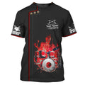 FUNSTUFFPRINT Drummer T-shirt Drummer Personalized Tee Shirt Black Non Workwear, Drum Team Uniform 3D T-shirt
