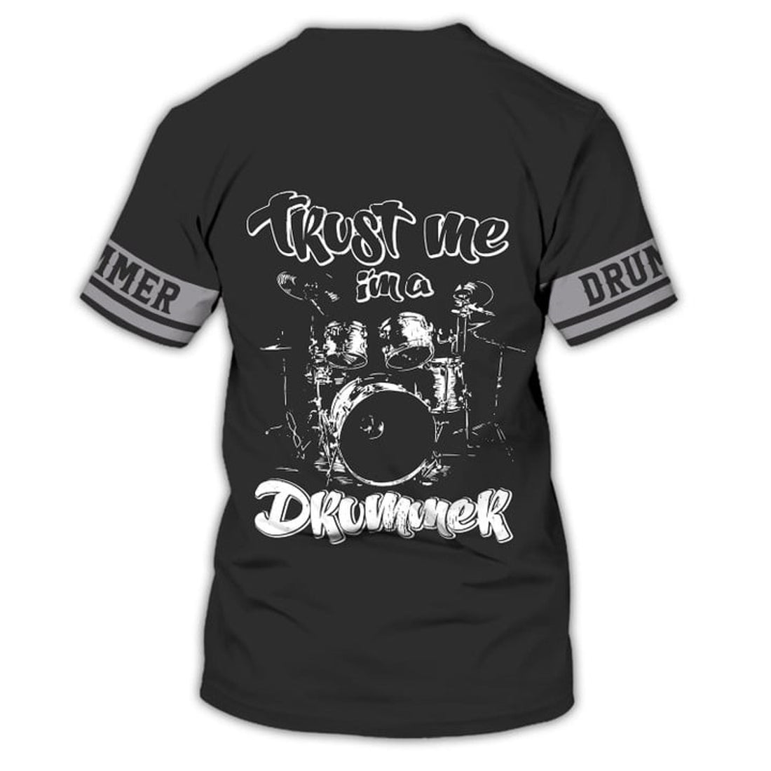 FUNSTUFFPRINT Personalized Black Drummer Tee Shirt , Trust Me I'm Drummer All Over Print 3D T-shirt