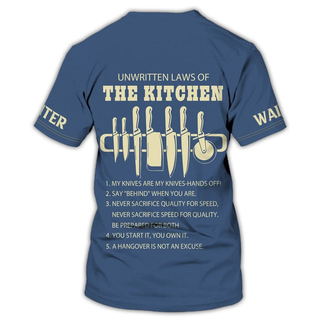 FUNSTUFFPRINT Chef Personalized Tee Shirt Waiter Apparel Waiter Wear Cook Shirts Waiter Uniform Blue 3D T-shirt