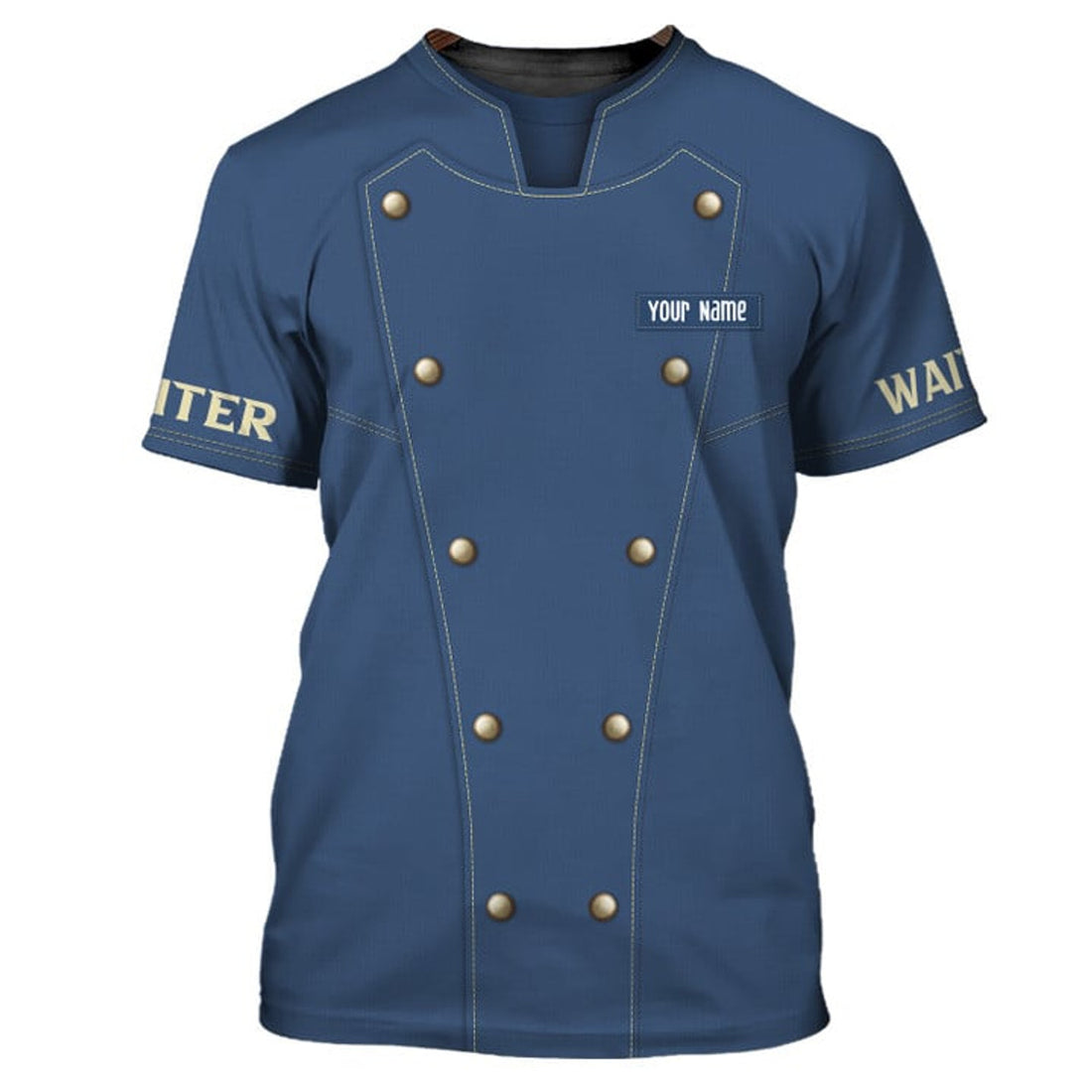 FUNSTUFFPRINT Chef Personalized Tee Shirt Waiter Apparel Waiter Wear Cook Shirts Waiter Uniform Blue 3D T-shirt