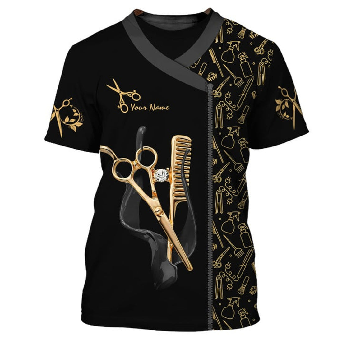 FUNSTUFFPRINT 3D All Over Print Women's Hairdresser Salon Hairstylist T-Shirt Uniform 3D T-shirt
