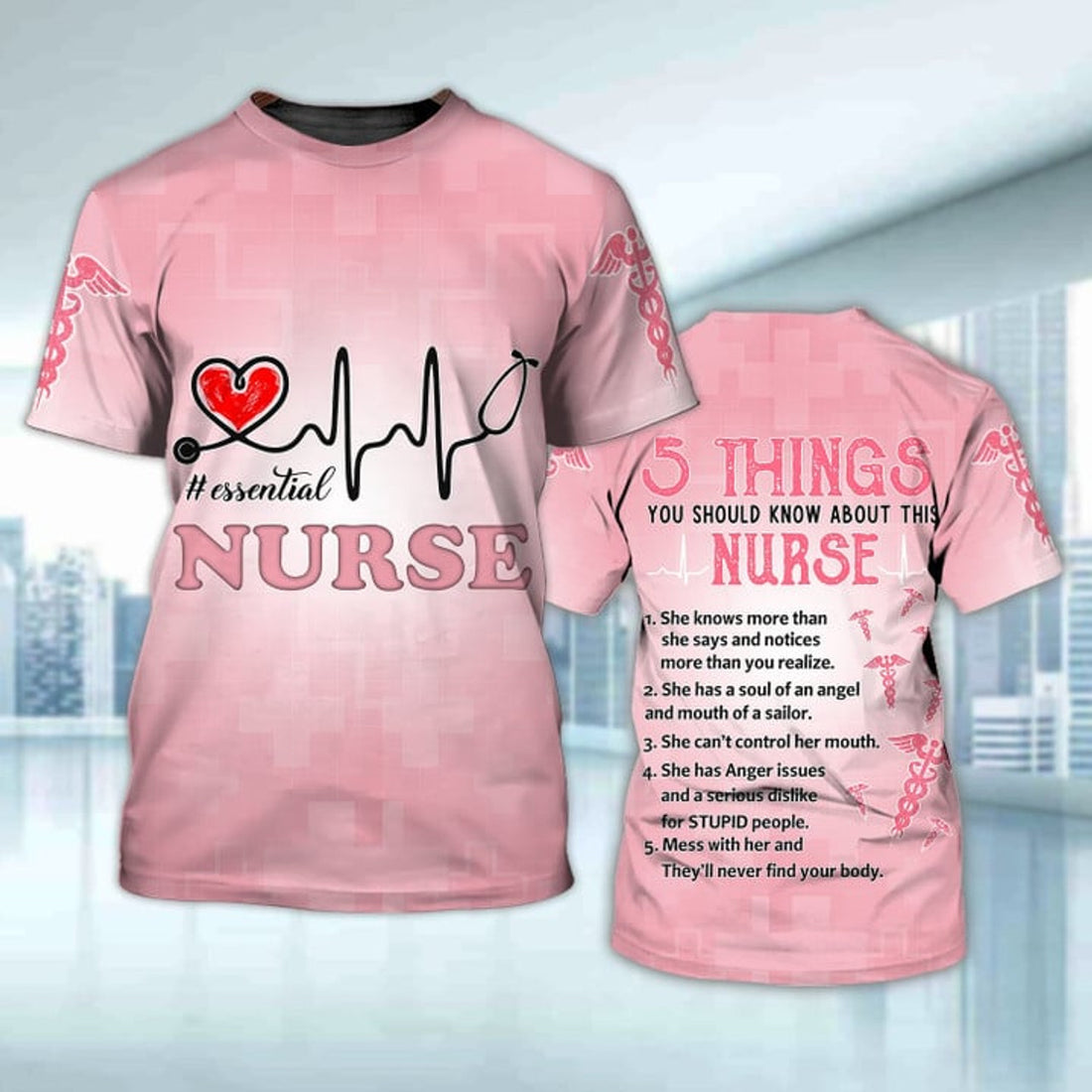 FUNSTUFFPRINT 3D All Over Print Essential Nurse Shirt, 5 Things You Should Know About This Nurse Funny 3D T-shirt