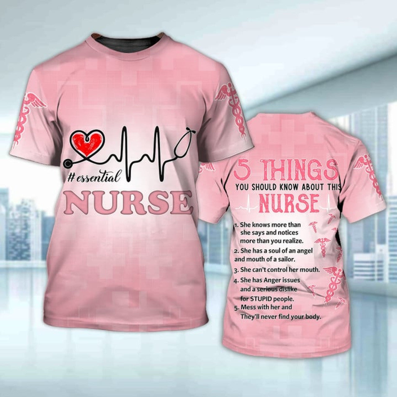 FUNSTUFFPRINT 3D All Over Print Essential Nurse Shirt, 5 Things You Should Know About This Nurse Funny 3D T-shirt