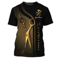 FUNSTUFFPRINT Golden Hairdresser Custom T-Shirt Hair Salon Uniform HairstylisT-Shirts 3D T-shirt
