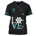 FUNSTUFFPRINT Green Pet Veterinarian Uniform Personalized Name 3D T-Shirt, Love Veterinarian Pe3D T-shirt