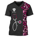 FUNSTUFFPRINT Black Pink Pet Veterinarian Tool Uniform Personalized Name Veterinary 3D T-Shirt
