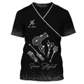 FUNSTUFFPRINT Silver Fashion Hair Stylist T-Shirt Salon Uniform Hairstylist Custom 3D T-shirt