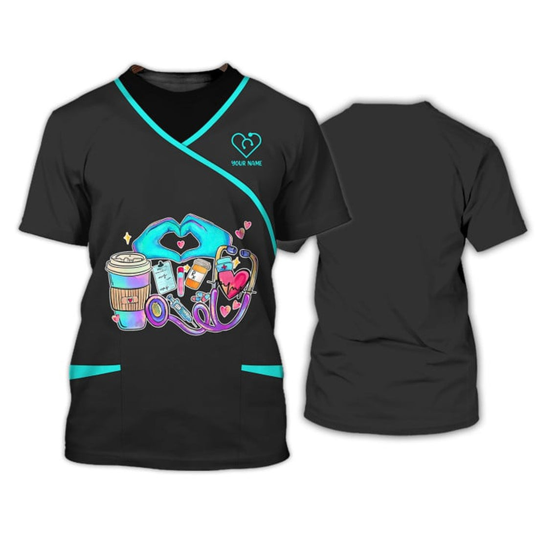 FUNSTUFFPRINT Custom Nurse Uniform Nursing Tools 3D Shirts Nurse T-Shirt, Idea Gift for Nurse 3D T-shirt
