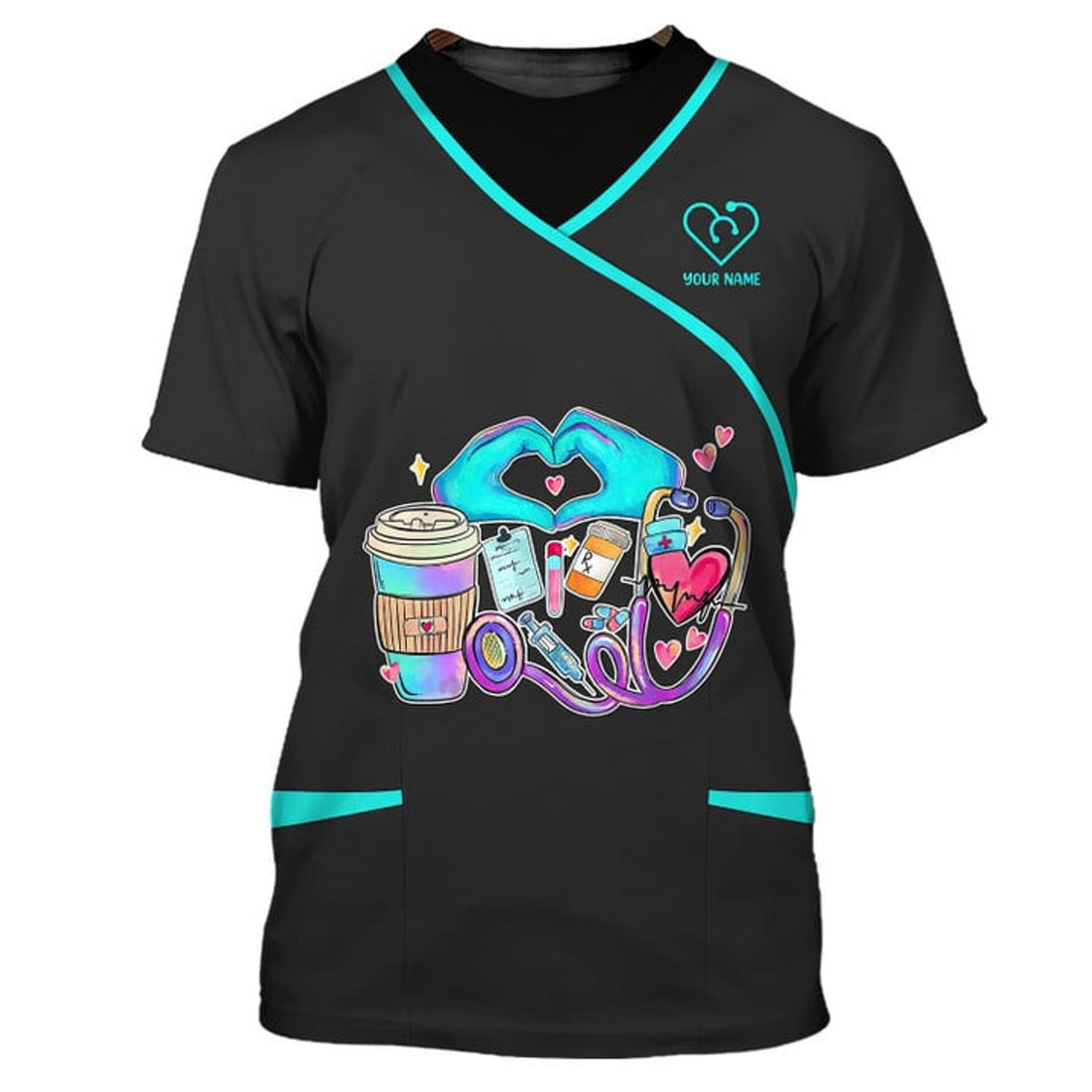 FUNSTUFFPRINT Custom Nurse Uniform Nursing Tools 3D Shirts Nurse T-Shirt, Idea Gift for Nurse 3D T-shirt