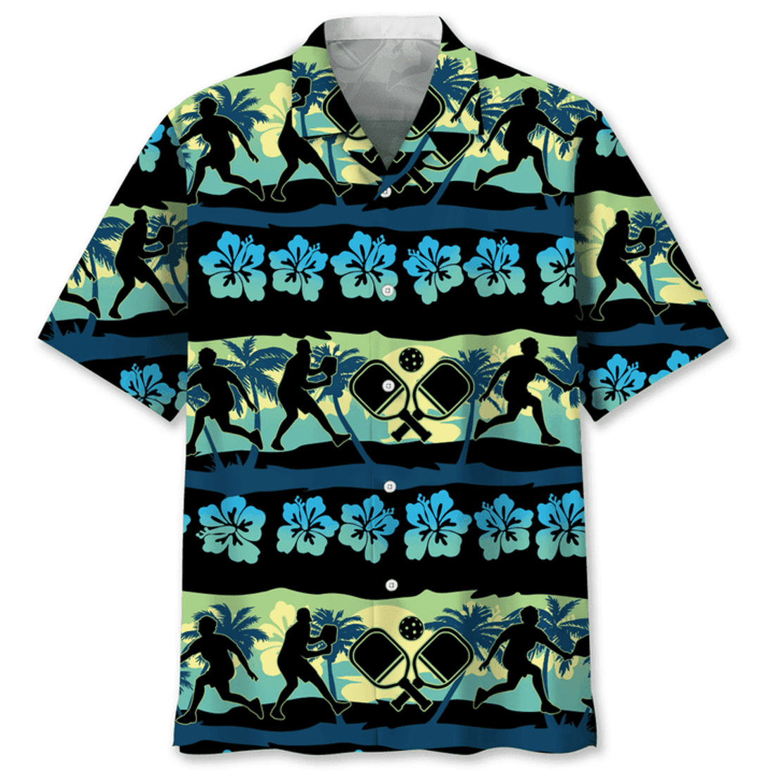Pickleball Usa Red Tropical Hawaiian Shirt, Tropical Aloha Shirts Short Sleeve Beach Holiday Casual Shirts
