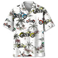 Motocross Green Tropical Hawaiian Shirt, Short Sleeve Summer Vacation Beach Shirts for men