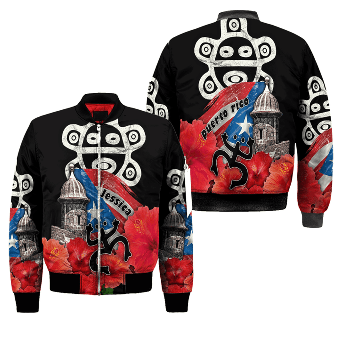 FUNSTUFFPRINT Customize Name Sol Taino Puerto Rico Bomber Jacket For Men And Women 3D Bomber Jacket