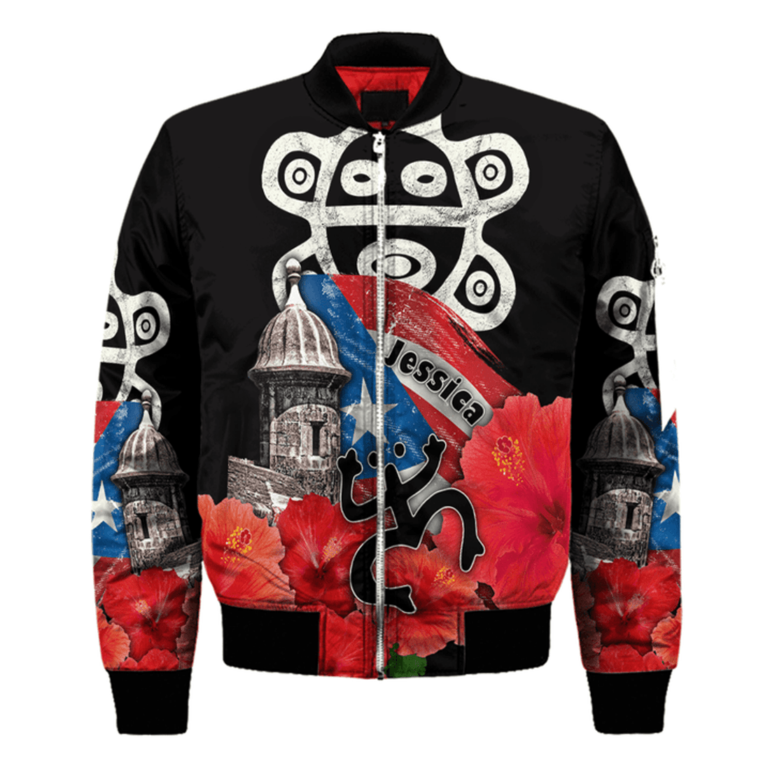 FUNSTUFFPRINT Customize Name Sol Taino Puerto Rico Bomber Jacket For Men And Women 3D Bomber Jacket