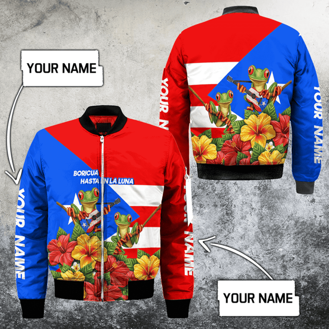 FUNSTUFFPRINT Customize Name Puerto Rico Bomber Jacket For Men And Women 3D Bomber Jacket