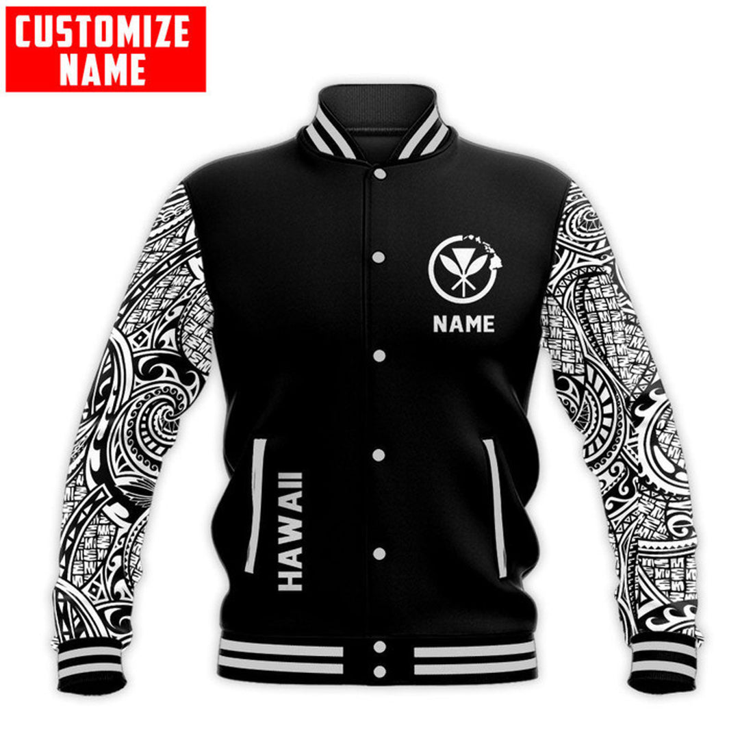 FUNSTUFFPRINT Customize Amazing Polynesian Hawaii 3D Baseball Jacket