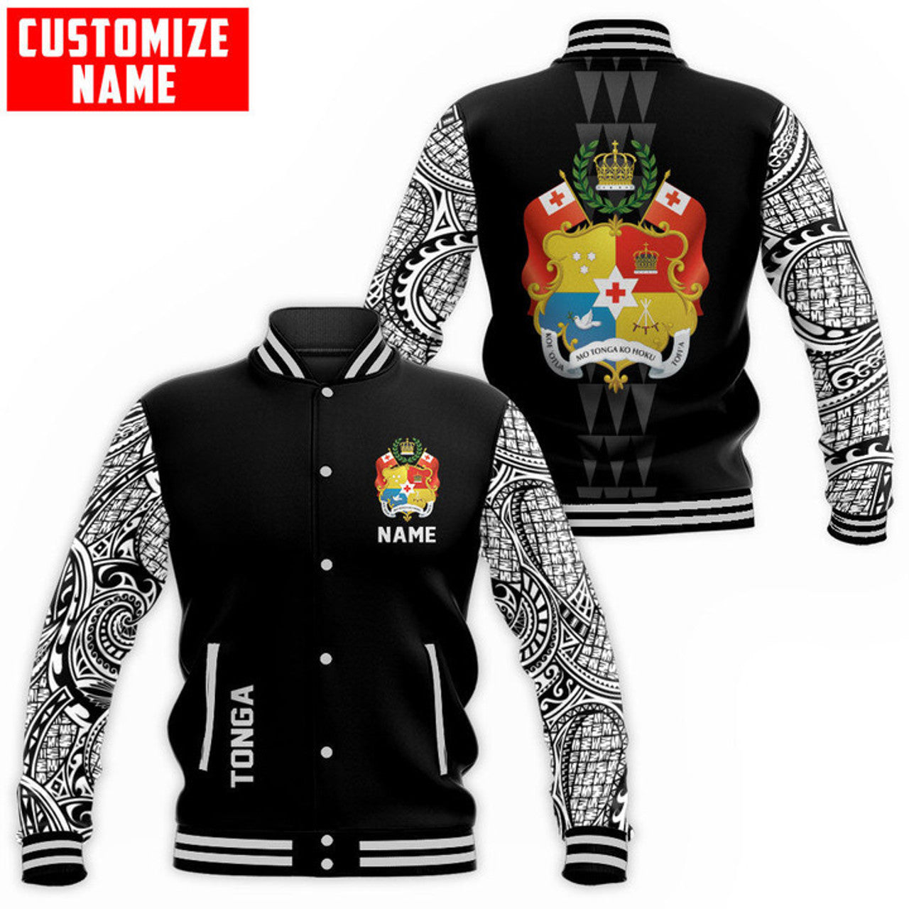 FUNSTUFFPRINT Customize Amazing Polynesian Tonga 3D Baseball Jacket