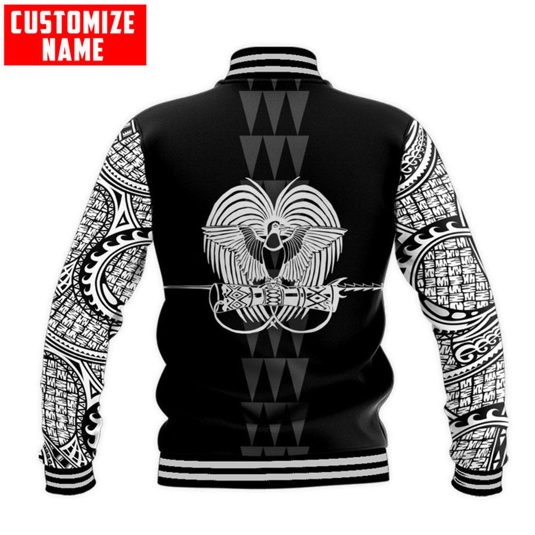 FUNSTUFFPRINT Customize Amazing Polynesian Papua New Guinea 3D Baseball Jacket