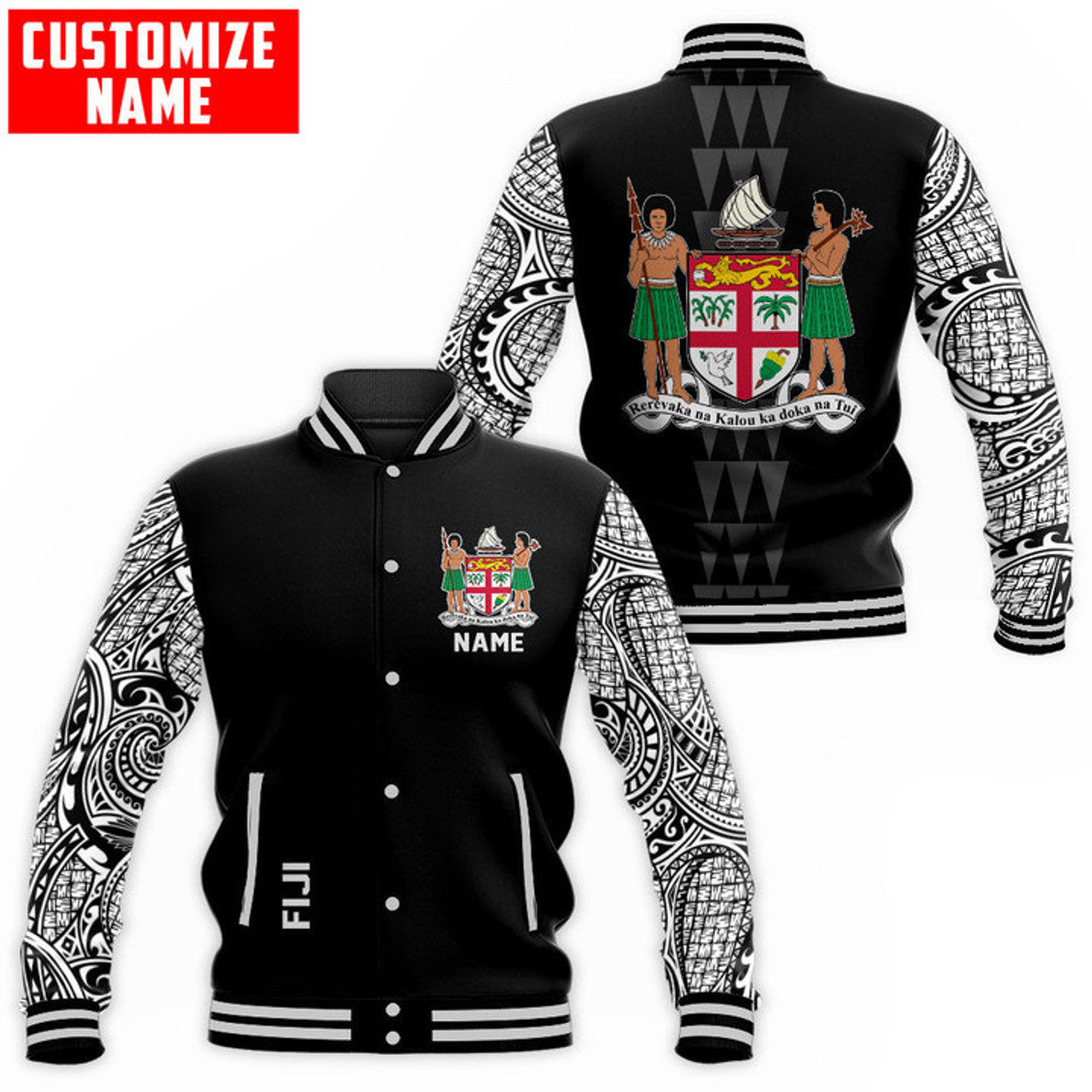 FUNSTUFFPRINT Customize Amazing Polynesian Fiji 3D Baseball Jacket