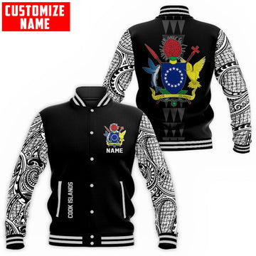 FUNSTUFFPRINT Customize Amazing Polynesian Cook Islands 3D Baseball Jacket