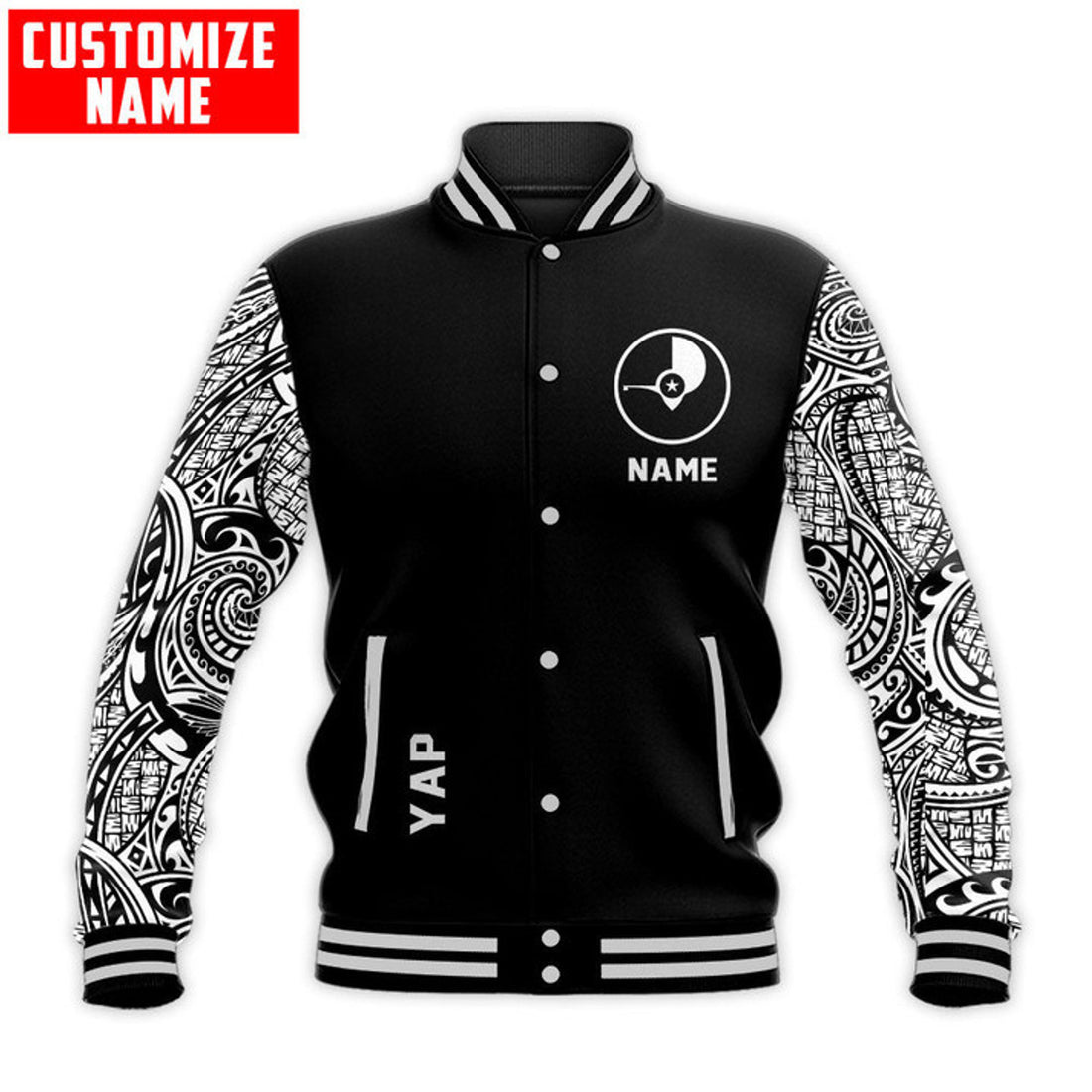 FUNSTUFFPRINT Customize Amazing Polynesian Yap 3D Baseball Jacket