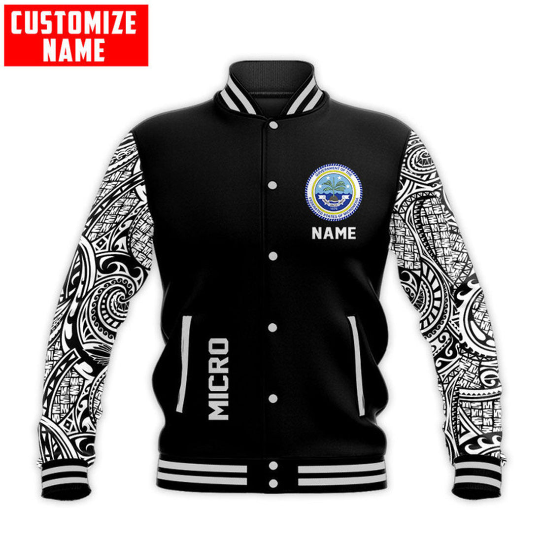 FUNSTUFFPRINT Customize Amazing Polynesian Micro 3D Baseball Jacket