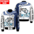 FUNSTUFFPRINT Custom name Striped Bass fishing Catch and Release D Design Fishing 3D Bomber Jacket