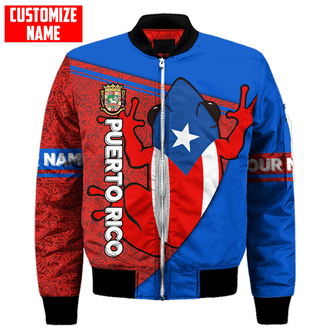 FUNSTUFFPRINT Customize Name Puerto Rico Bomber Jacket For Men And Women 3D Bomber Jacket