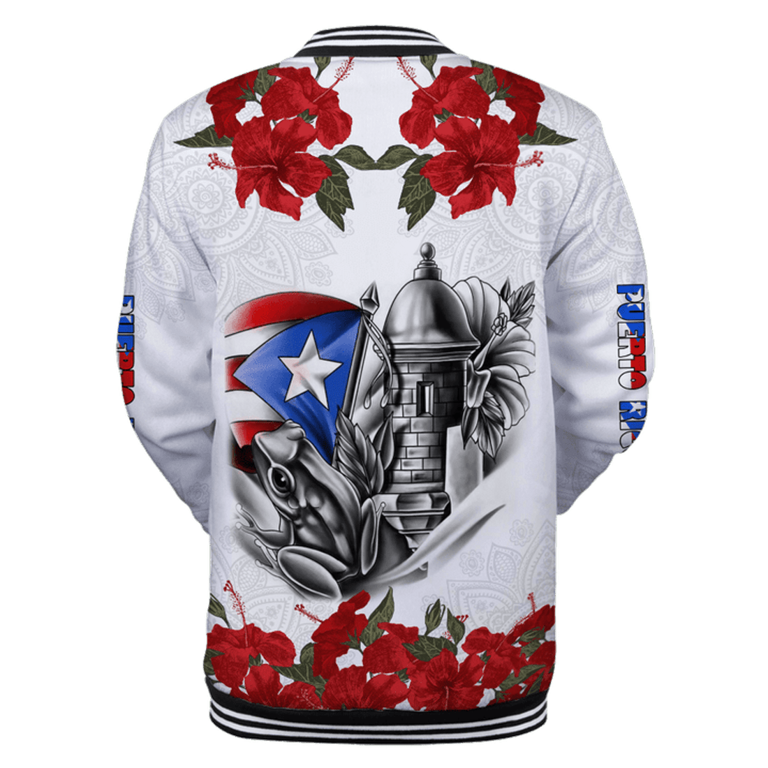 FUNSTUFFPRINT Maga Flower Puerto Rico 3D Baseball Jacket