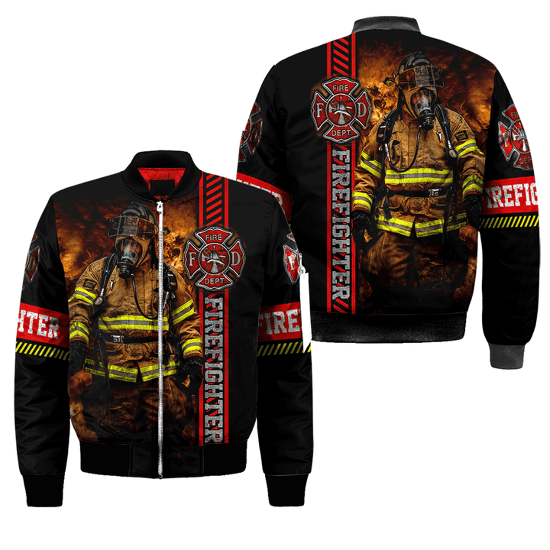 FUNSTUFFPRINT Firefighter Bomber Jacket For Men And Women 3D Bomber Jacket
