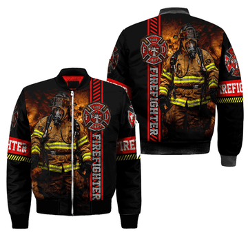 FUNSTUFFPRINT Firefighter Bomber Jacket For Men And Women 3D Bomber Jacket