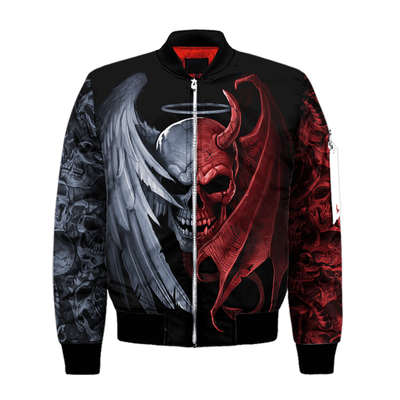 FUNSTUFFPRINT Gentle And Evil Skull Bomber Jacket For Men And Women 3D Bomber Jacket