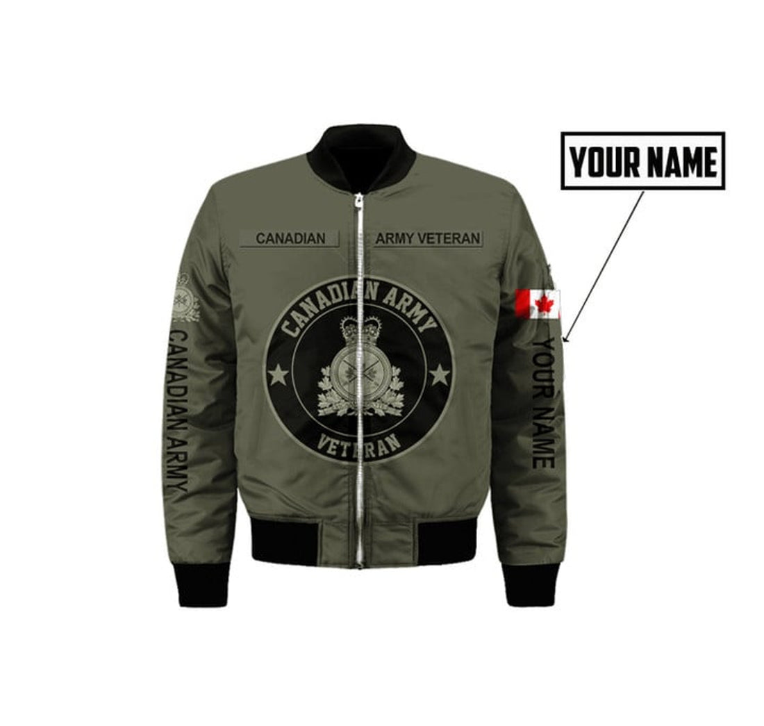 FUNSTUFFPRINT Personalized Name Canadian Army Boomber Jacket 3D Bomber Jacket