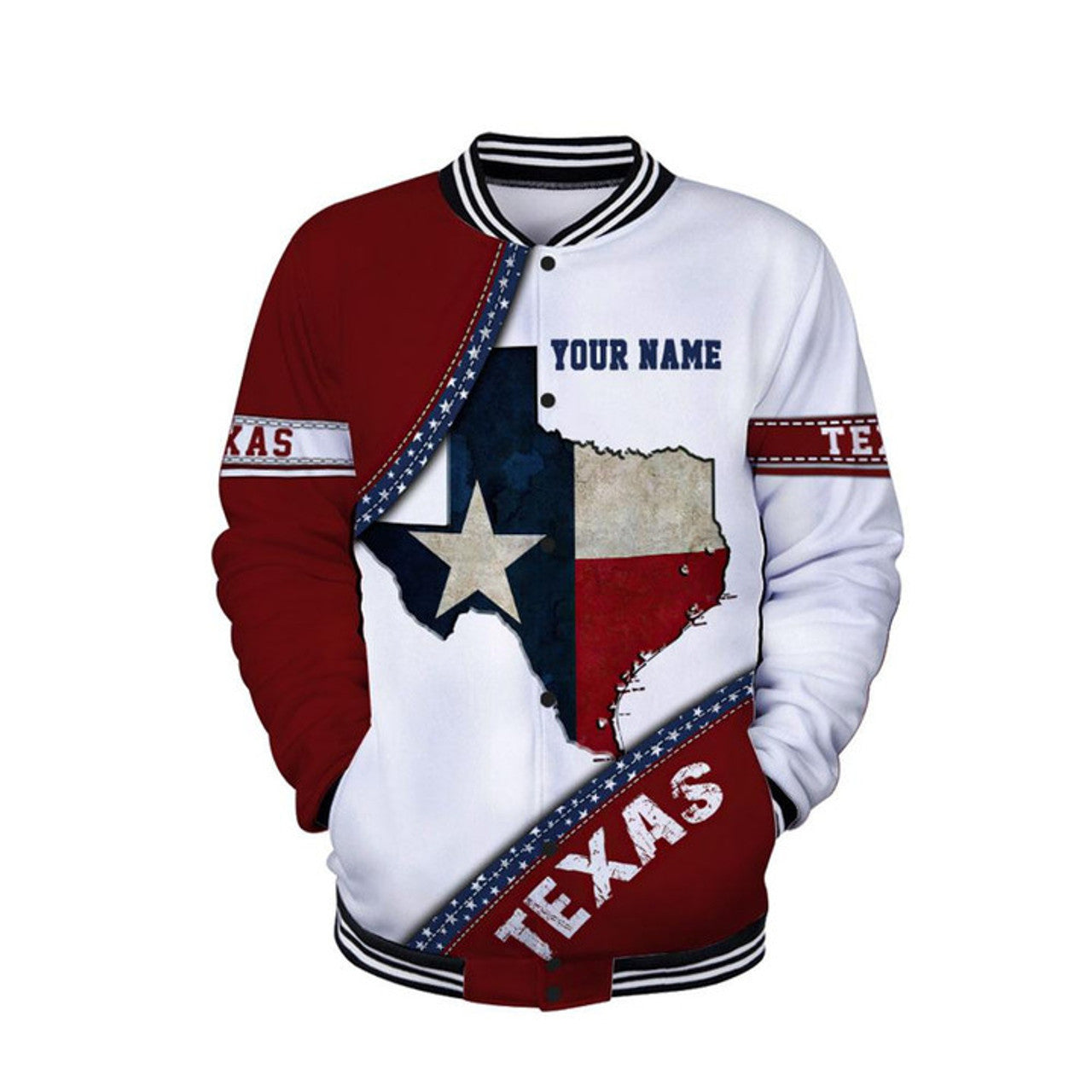 Custom FUNSTUFFPRINT Texas Baseball Jacket 3D Baseball Jacket