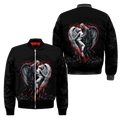 FUNSTUFFPRINT Skull and Beauty Bomber Jacket For Men And Women 3D Bomber Jacket