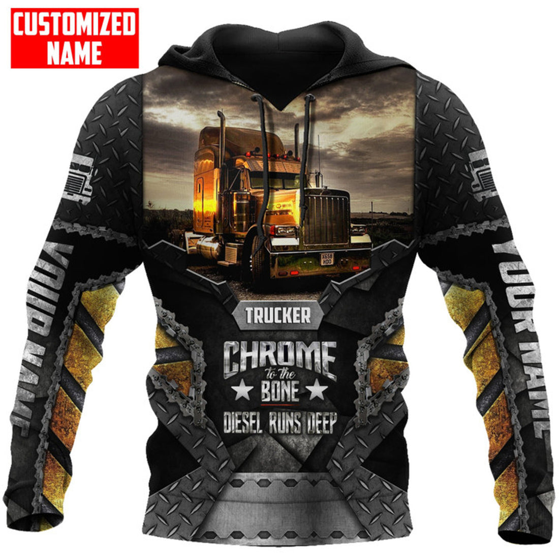 FUNSTUFFPRINT Personalized Trucker Hoodie ABM 3D Hoodie and Zip Hoodie