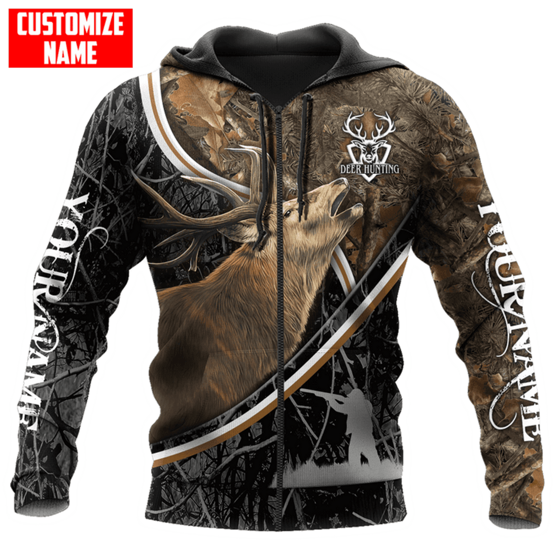 FUNSTUFFPRINT Personalized Deer Hunting Hoodie MHBM 3D Hoodie and Zip Hoodie