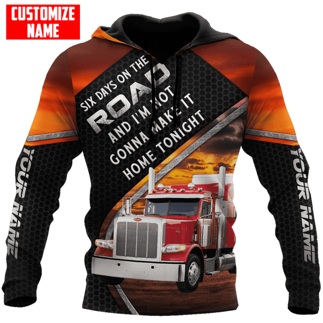 FUNSTUFFPRINT Personalized Six Days On The Road Trucker 3D Hoodie and Zip Hoodie