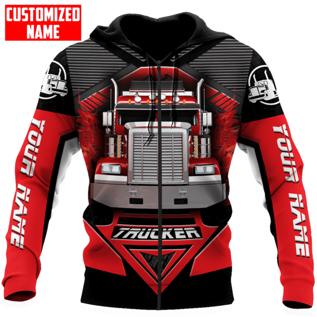 FUNSTUFFPRINT Personalized Trucker Hoodie NHBM 3D Hoodie and Zip Hoodie