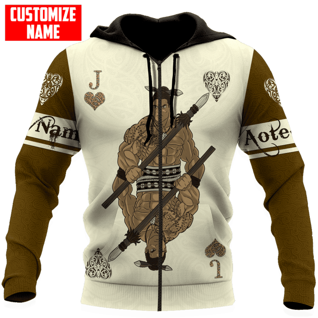 FUNSTUFFPRINT Personalized New Zealand Maori Jack Card 3D Hoodie and Zip Hoodie