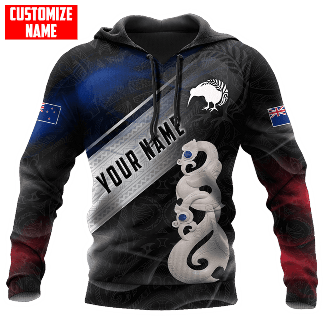 FUNSTUFFPRINT Personalized New Zealand Maori Manaia Pounamu 3D Hoodie and Zip Hoodie