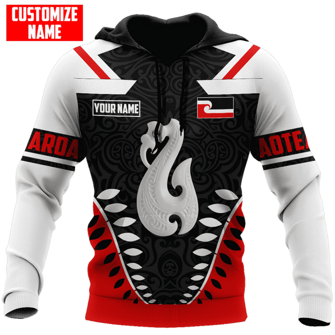 FUNSTUFFPRINT Personalized New Zealand Aetearoa Maori Manaia Paua All Over Printed 3D Hoodie and Zip Hoodie